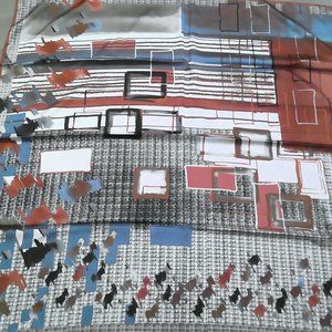 Silky Square Scarf Wrap Hijab Geometric Black Blue Red Tichel